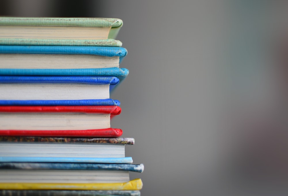 A stack of well-read library books