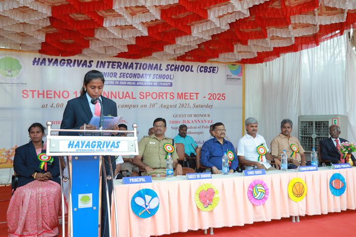 Guests and students at the opening of the 2025 sports meet