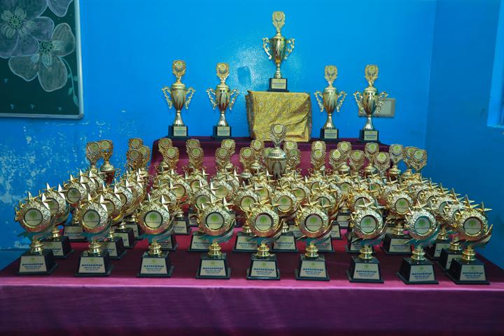 Trophies won by Hayagrivas students, on display