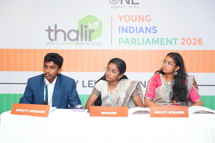 Hayagrivas students as Speaker and Deputy Speakers at the Young Indians Parliament 2026