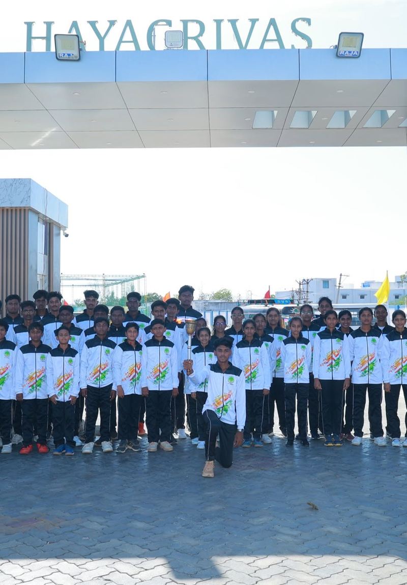 Students at the Hayagrivas school gateway