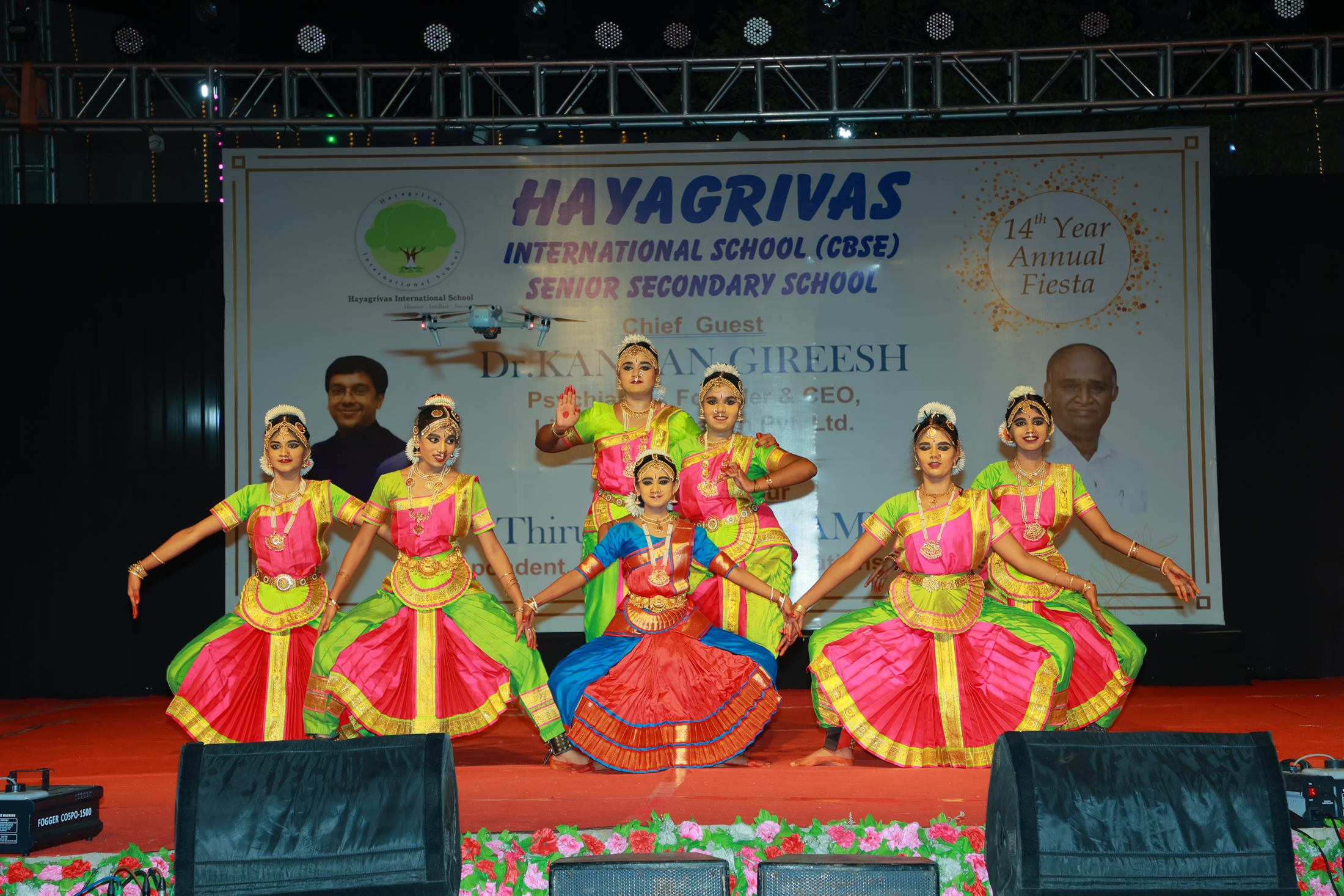 Students performing a classical dance at the annual fiesta