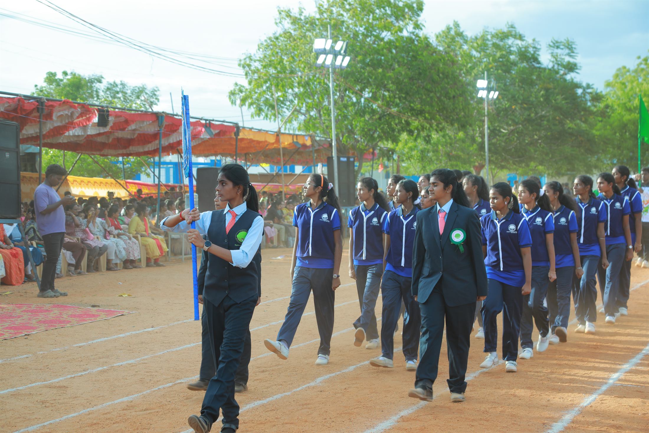 Students marching at the annual sports meet