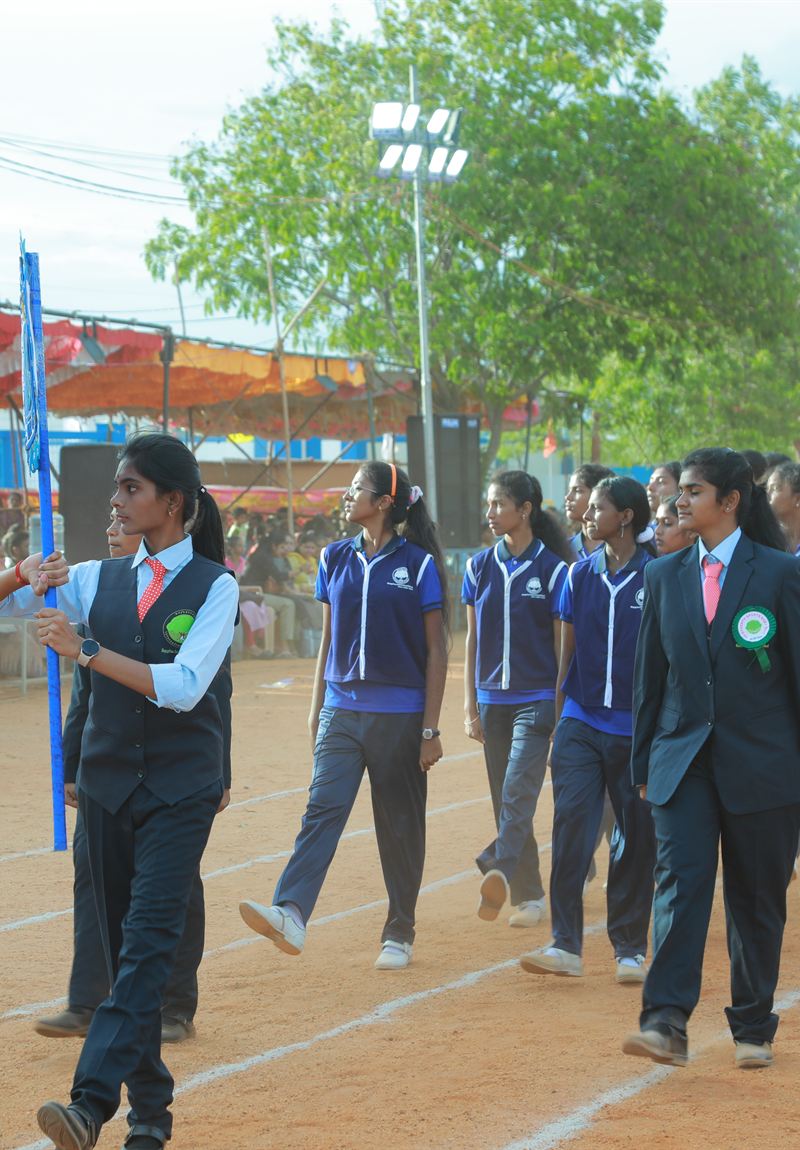 Students marching at the annual sports meet